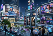 Digital screens displaying modern social media creators