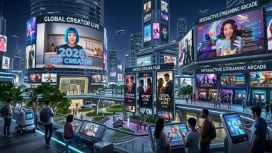 Digital screens displaying modern social media creators